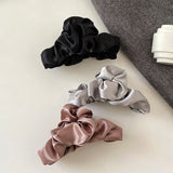 Shiny Pleated Satin French Hair Claw Clip – Large