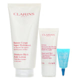 Clarins Perfect Hydration Body Set: Super Hydrating Body Balm 200ml+Youthful Hand Cream 30ml+Hydra Essentiel Reparing Lip Balm 3ml 3pcs