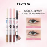 FLORTTE Double-Sided Eyeshadow Pencil – Dual-Ended Under Eye Highlight & Contour Stick for Natural Eye Makeup Princess Aegyo Sal Volumizing