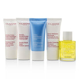 Clarins French Beauty Box: 1x Cleanser 30ml, 1x HydraQuench Cream 30ml, 1x Beauty Flash Balm 30ml, 1x Body Treatment Oil, 1x B/L