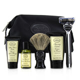 The Art Of Shaving The Four Elements of The Perfect Shave Set with Bag - Unscented: Pre Shave Oil + Shave Crm + A/S Balm + Brush + Razor 5pcs+1Bag