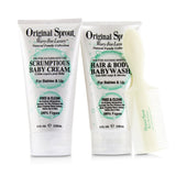 Original Sprout Baby's First Bath Kit: 1x Hair & Body Baby Wash 118ml + 1x Scrumptious Baby Cream 118ml + 1x Comb (For Babies & Up)