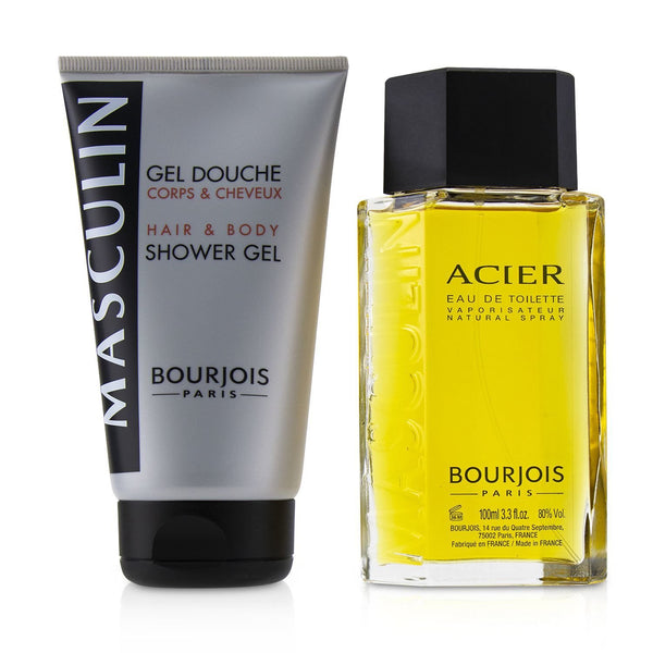 Bourjois Masculin Coffret: Acier Eau De Toilette Spray 100ml+Hair & Body Shower Gel 150ml/5oz 