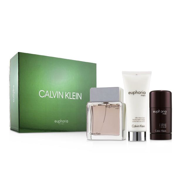 Calvin Klein Euphoria Men Coffret: Eau De Toilette Spray 100ml/3.4oz + Deodorant Stick 75g/2.6oz +After Shave Balm 100ml/3.4oz (Green Box) 