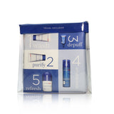 Clarins Men Grooming Essentials For Men Travel Exclusive Kit: Moisture Gel 50ml + Face Wash 30ml + Eye Serum 3ml + Antiperspirant Roll-On 50ml + Shampoo & Shower 30ml