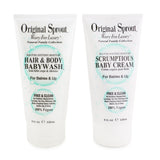 Original Sprout Baby's First Bath Kit: 1x Hair & Body Baby Wash 118ml + 1x Scrumptious Baby Cream 118ml + 1x Comb (Box Slightly Damaged)