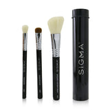Sigma Beauty Essential Trio Brush Set - # Black 3pcs+1 Tin