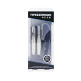 Tweezerman G.E.A.R. Brow Grooming Kit: Mini Flat Tweezers + Mini Point Tweezers + Facial Razor + Case 3pcs+1case