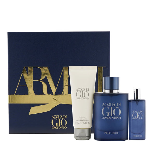Giorgio Armani Acqua Di Gio Profondo Coffret: Eau De Parfum Spray 75ml/2.5oz + Eau De Parfum Spray 15ml/0.5oz + All Over Body Shampoo 75ml/2.5oz 
