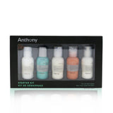 Anthony Starter Kit 5-Pieces Kit (For All Skin Types): Cleanser 30ml + Scrub 30ml + Moisturizer 30ml + Hair & Body Wash 30ml + Shave Cream 30ml
