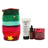 Apivita Di-Vine Beauty (Wine Elixir- Night) Gift Set: Renewing Lift Night Cream 50ml+ Face Oil 10ml+ Cleansing Milk 50ml+ Pouch 3pcs+1pouch