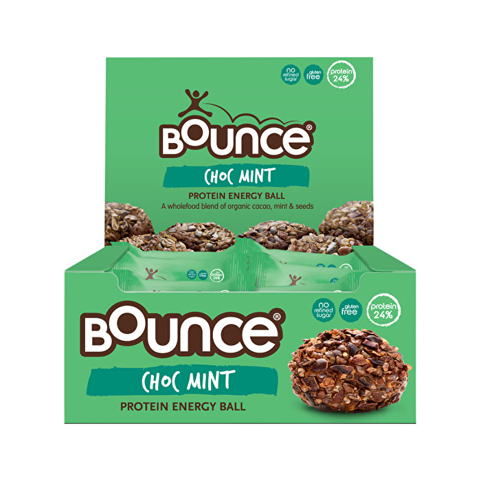 Bounce Protein Energy Balls Choc Mint 40g x 12 Display Fresh Beauty Co.