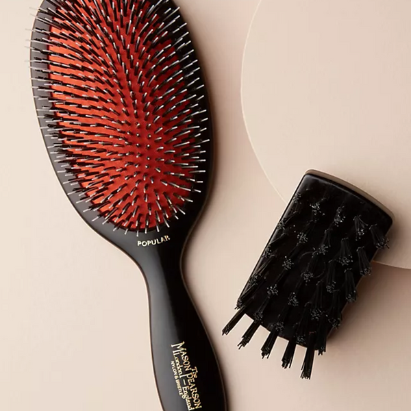 Mason Pearson Large Popular Bristle and Nylon Brush - BN1 Dark Ruby by Mason Pearson for Unisex - 2 Pc Hair Brush and Cleaning Brush