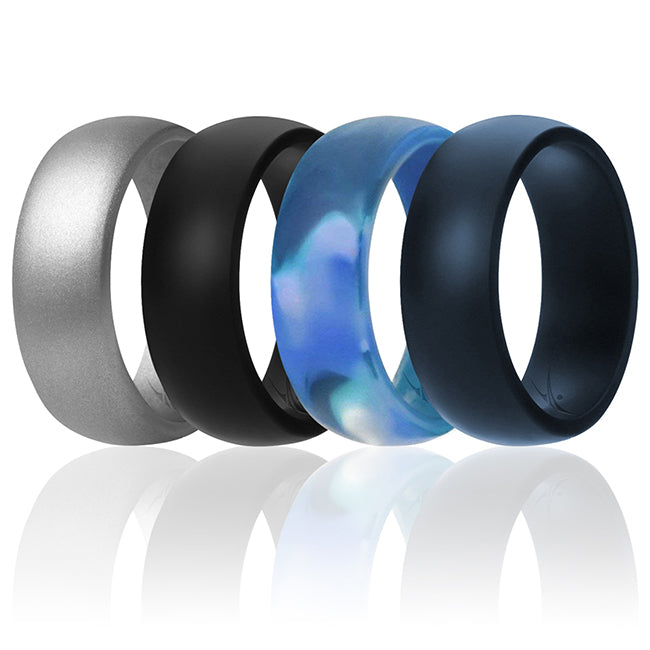 ROQ Silicone Wedding Rings For Men - 4 Pack (Black, Grey, Yellow, Orange), Size 7, 8mm Wide, Medical Grade - View #5