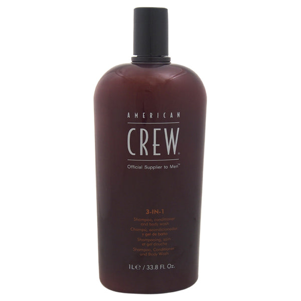 American Crew 3 In 1 Shampoo, Conditioner & Body Wash by American Crew for Men - 33.8 oz Shampoo, Conditioner & Body Wash