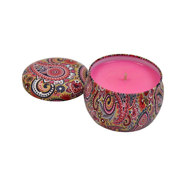 Sol Candles & Scents Travel Tin Candle Pink Pattern - Asian Pear & Lily