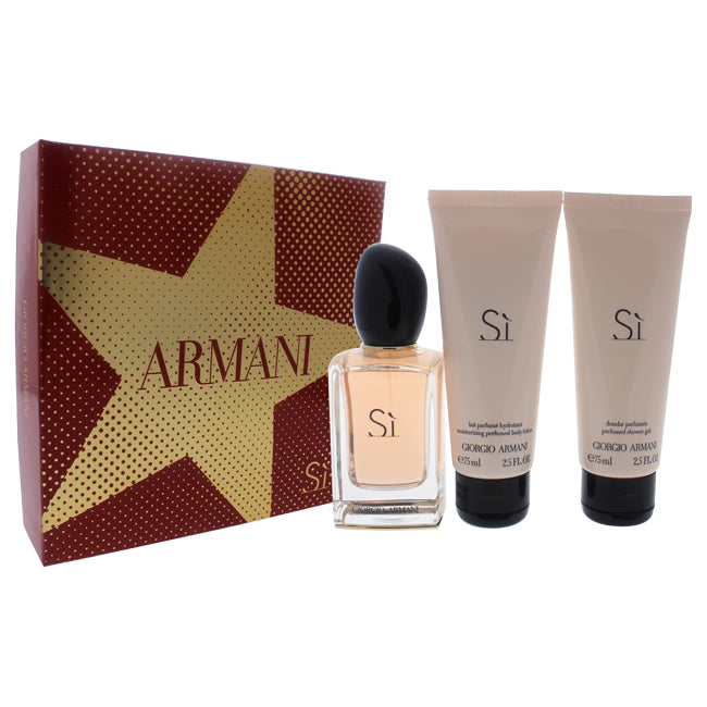 Giorgio Armani Armani Si by Giorgio Armani for Women - 3 Pc Gift Set 1.7oz EDP Spray, 2.5oz Perfumed Shower Gel, 2.5oz Moisturizing Perfumed Body Lotion Fresh Beauty Co.