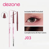 DEZONE Dual Ended Gel Eyeliner Pencil, Long-Lasting Waterproof Smudgeproof Precision Gel Eyeliner Duo for Precise Eye Makeup
