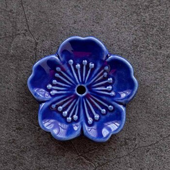 diseno Living Incense Ceramic Holder Sakura Shape - Dark Blue  Fixed Size