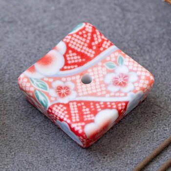 diseno Living Incense Ceramic Holder Japanese Style Square - Sakura Red  Fixed Size