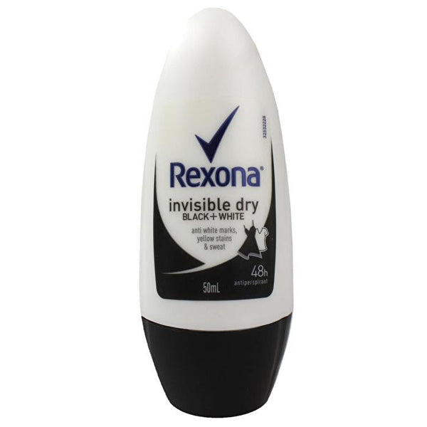 Rexona 50ml Deodorant Roll On Invisible Dry Black & White 6 pieces