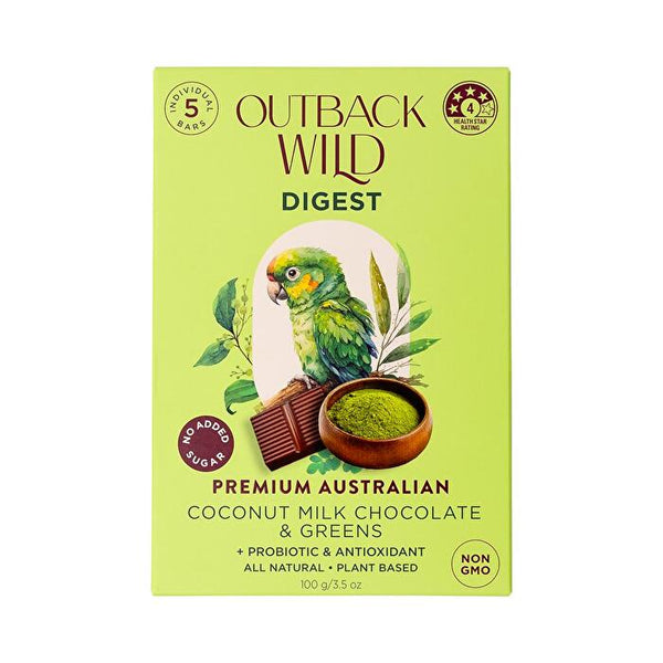 Coco Processors Pty Ltd Outback Wild Digest Coconut Milk Chocolate Greens 20g