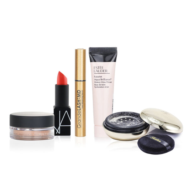 Estee Lauder Estee Lauder Watery Glow Primer (Miniature) 15ml + NARS Lipstick 3.5g + Guerlain Les Voilettes Powder 20g + Grande Cosmetics (GrandeLash) Lash Enhancing Serum 2g + BareMinerals Concealer or Eyeshadow Base 2g  5pcs