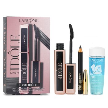 Lancome Lash Idole Mascara Set: Volumizing Mascara 8ml + Le Crayon Khol - No. 01 Black 0.7g + Non-Oily Instant Cleanser 30ml 942911  3pcs