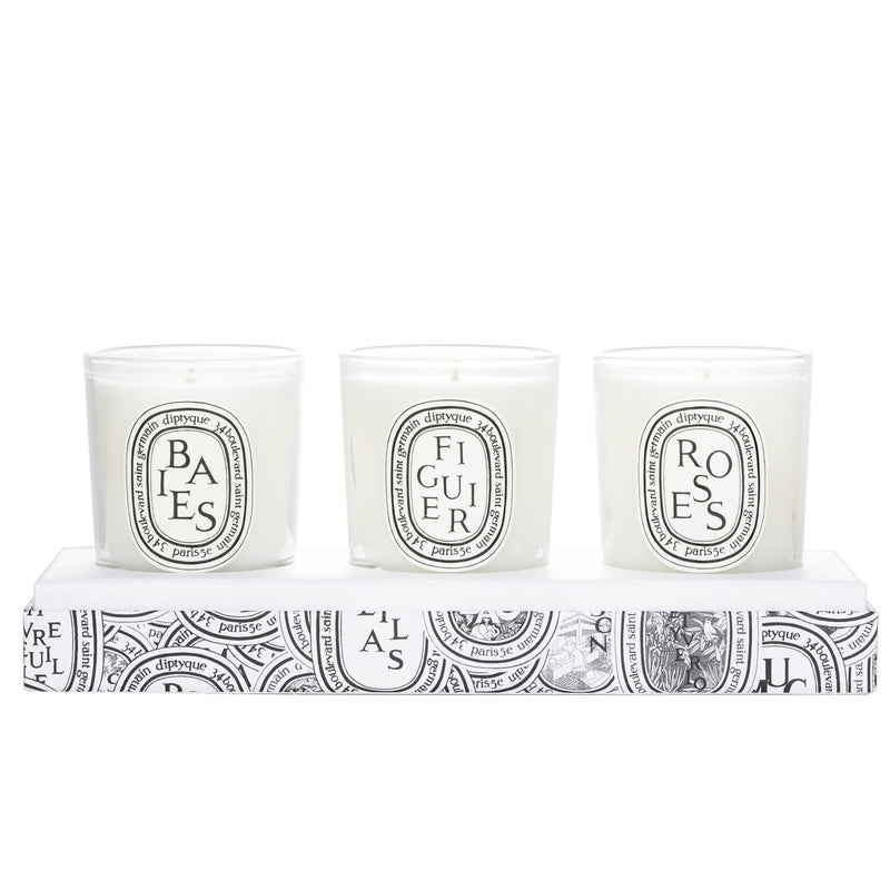 Diptyque Scented Mini Candle Discovery Set: Baies, Figuier, Roses  70g x3pcs