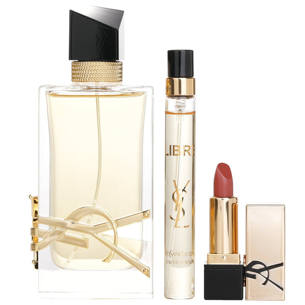 Yves Saint Laurent Libre Eau De Parfum Deluxe Gift Set: Libre Eau De Parfum Spray 90ml + Libre Eau De Parfum Spray 10ml + Lipstick 1.3g  3pcs