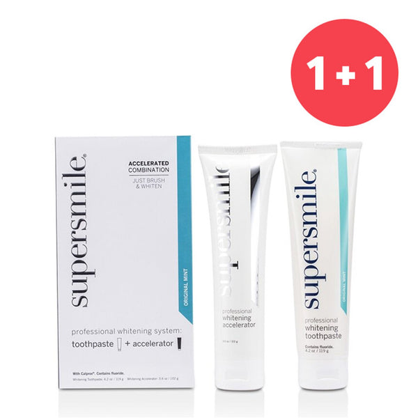 Supersmile 【1+1 Set】Professional Whitening System: Toothpaste 119g/4.2oz + Accelerator 102g/3.6oz  2pcs