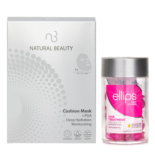 Ellips Ellips Hair Vitamin Oil - Hair Treatment 50capsules x1ml X Natural Beauty r-PGA Deep Hydration Moisturizing Cushion Mask (Exp Date: 01/2026) 6x 20ml  2pcs