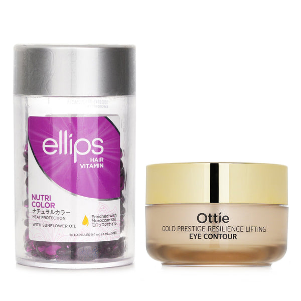Ellips Ellips Hair Vitamin Oil -  Nutri Color 50capsules x1ml X Ottie Gold Prestige Resilience Lifting Eye Contour 30ml  2pcs
