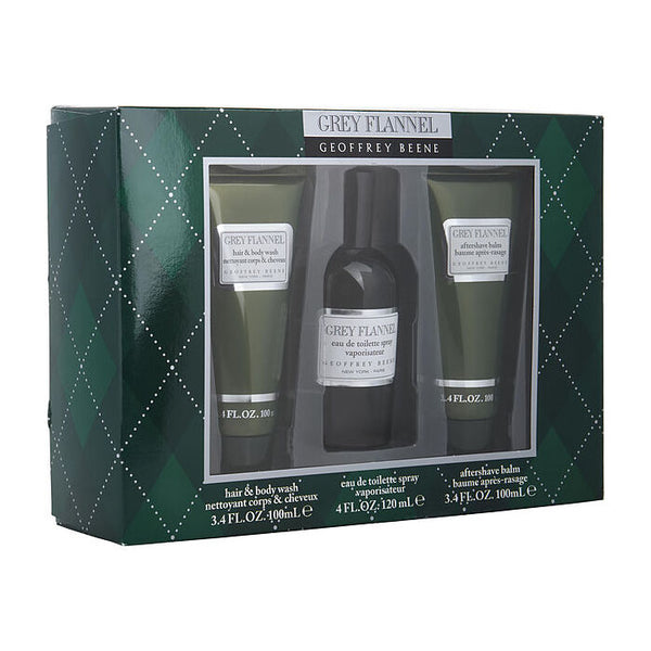 Geoffrey Beene Grey Flannel Eau De Toilette Spray 120ml/4oz & Aftershave Balm & Hair & Body Wash 100ml/3.4oz