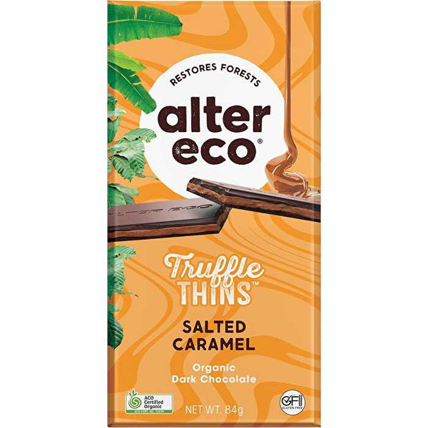 Alter Eco Chocolate Organic Salted Caramel Dark Truffle Thins 12x84g