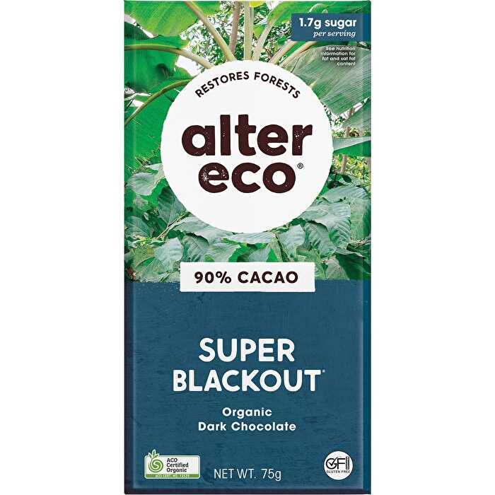 Alter Eco Chocolate Organic Dark Super Blackout 12x75g