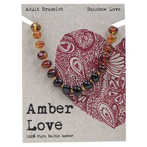 Amber Love Adult's Bracelet 100% Baltic Amber Rainbow 20cm