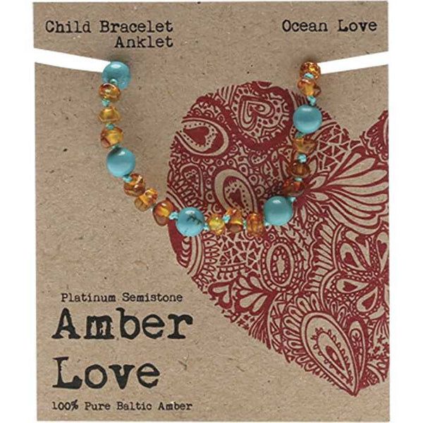 Amber Love Children's Bracelet/Anklet 100% Baltic Amber Ocean 14cm