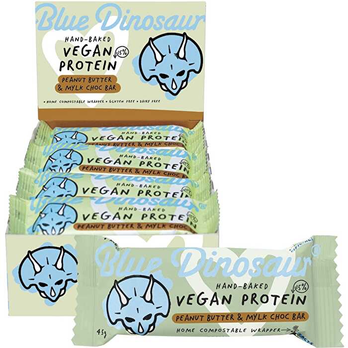 Blue Dinosaur Hand-Baked Vegan Protein Bar PB & Mylk Chocolate 12x45g