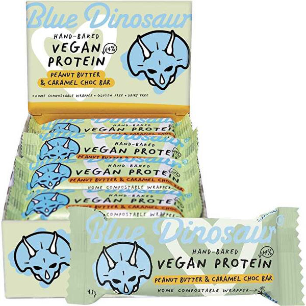 Blue Dinosaur Vegan Protein Bar PB & Caramel Choc 12x45g