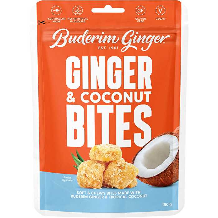 Buderim Ginger Ginger & Coconut Bites Soft & Chewy Bites 150g