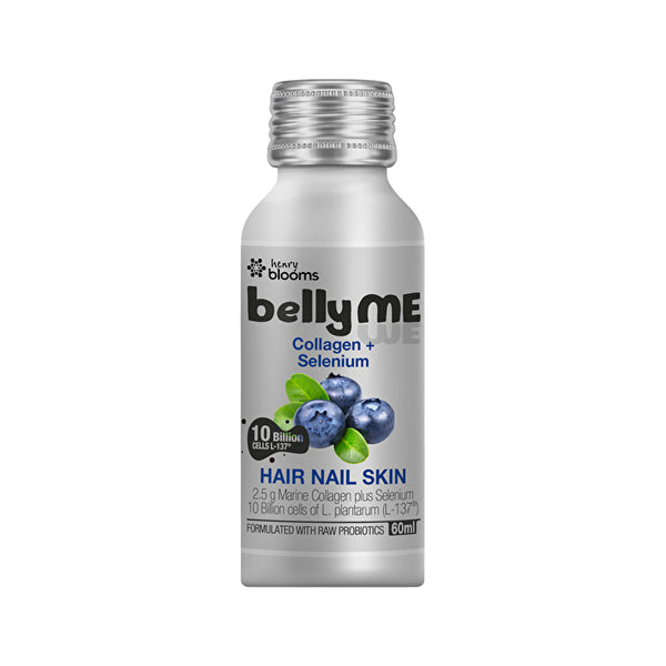 Henry Blooms BellyME Hair Nail Skin Collagen + Selenium Shots Natural Berry 60ml x 7 Pack