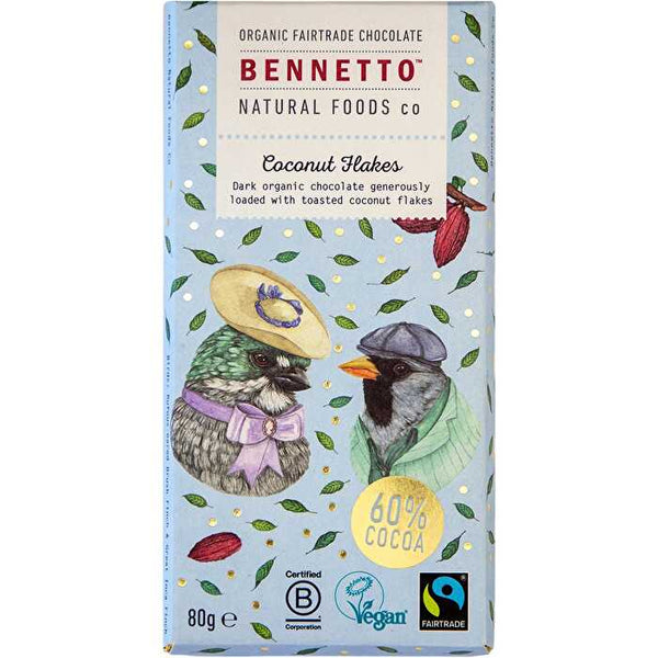 Bennetto Organic Dark Chocolate Coconut flakes 12x80g