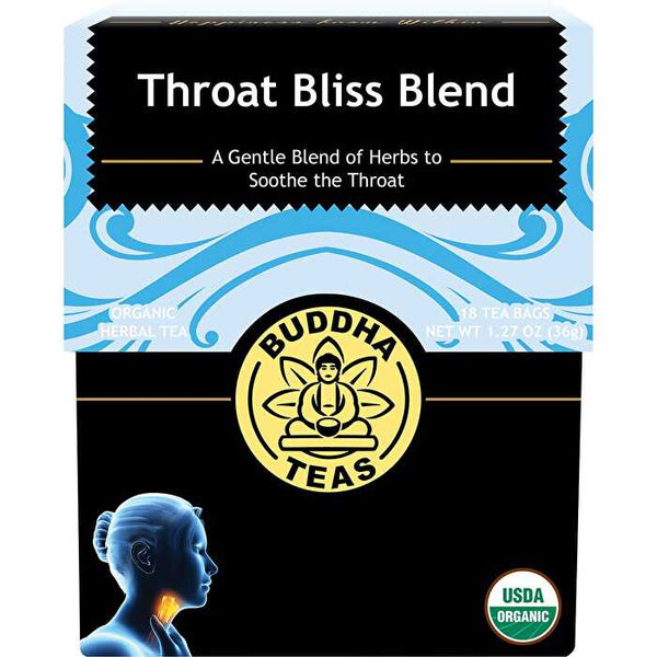 Buddha Teas Organic Herbal Tea Bags Throat Bliss Blend 18pk