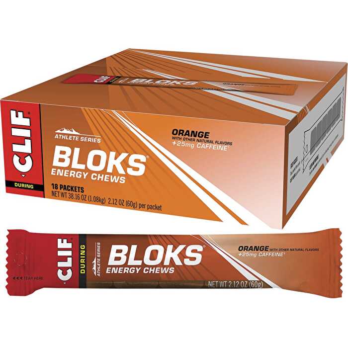 Clif Bloks Energy Chews Orange 25mg Caffeine 18x60g