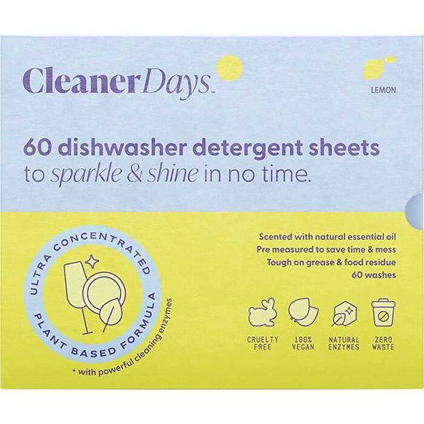 Cleaner Days Dishwasher Detergent Sheets Lemon 60pcs