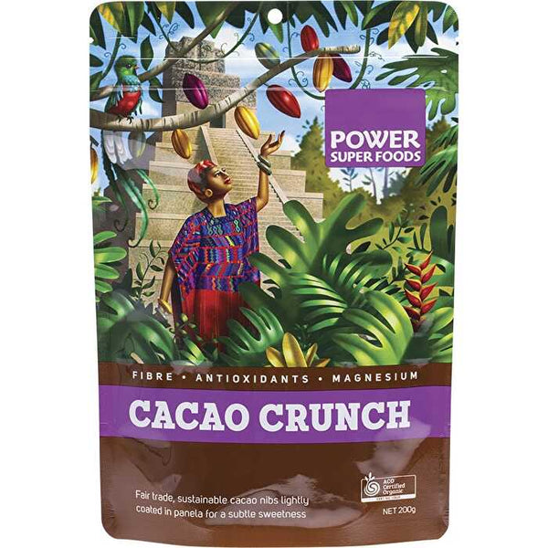 Power Super Foods Cacao Crunch Nibs Raw Certified Organic 200g