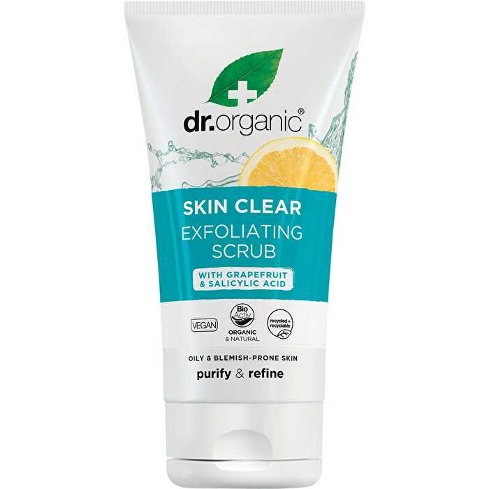 Dr Organic Exfoliating Face Scrub Skin Clear Organic Tea Tree 150ml