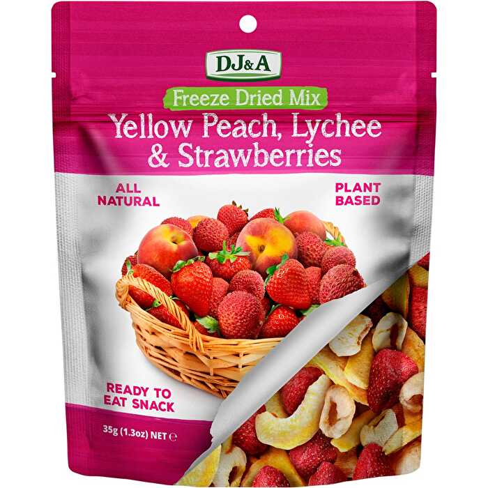 Dj&a Freeze Dried Yellow Peach, Lychee & Strawberries 10x35g