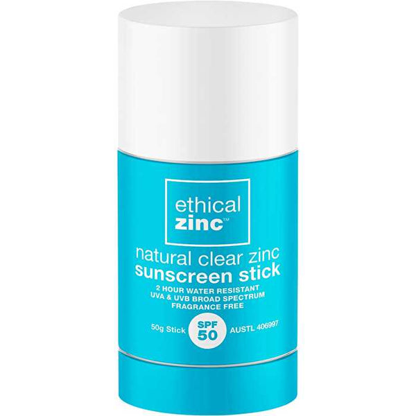 Ethical Zinc Natural Clear Zinc Sunscreen Stick SPF 50 50g